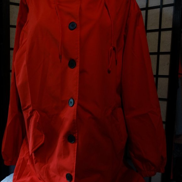Womens Hooded Windbreaker Rain Jacket Loose Coat Trench Coat US - Picture 3 of 6